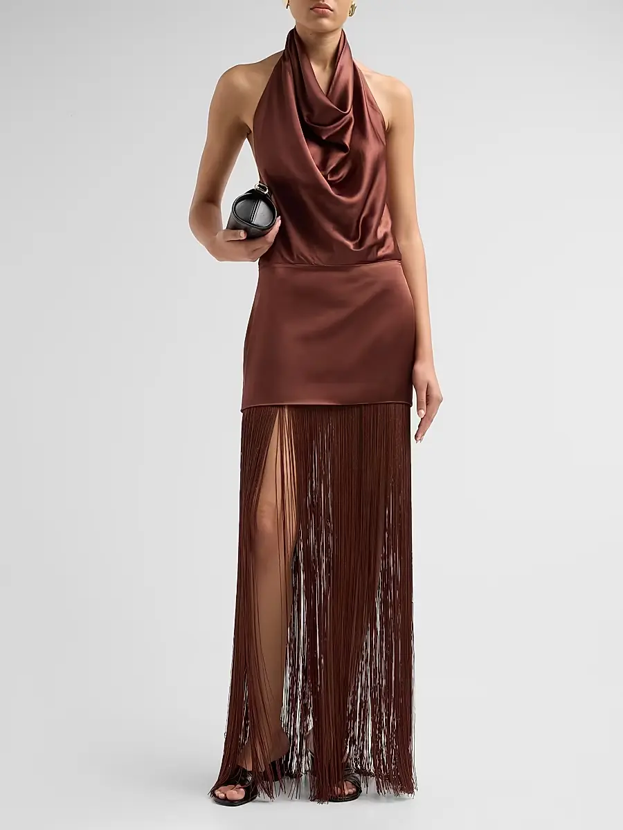 Retrofête Women's Cyrelle Cowl Fringe Dress | Thumbnail 2 Retrofête Women's Cyrelle Cowl Fringe Dress | Thumbnail 2