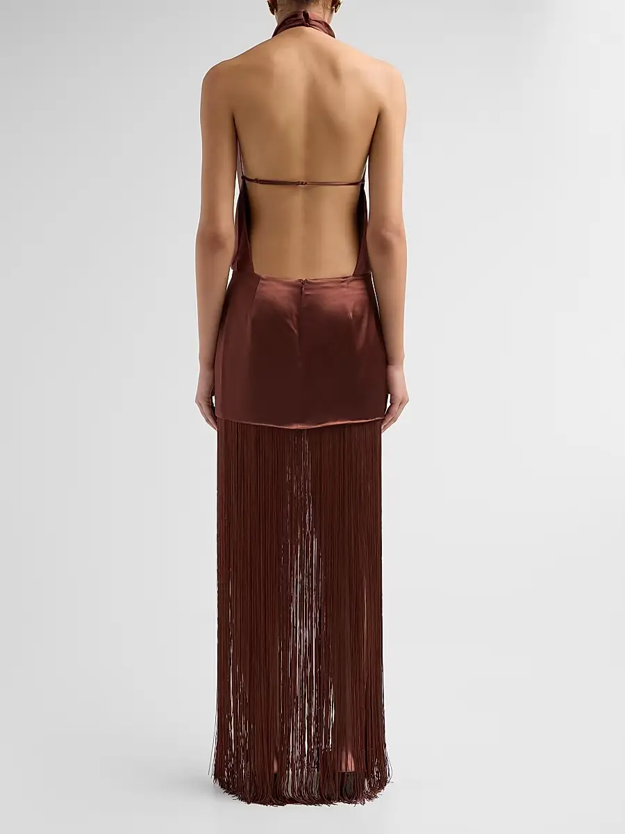 Retrofête Women's Cyrelle Cowl Fringe Dress | Thumbnail 3 Retrofête Women's Cyrelle Cowl Fringe Dress | Thumbnail 3