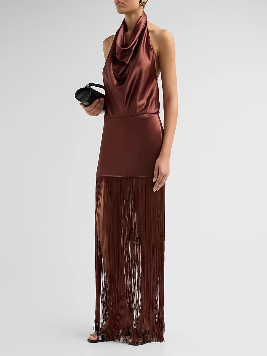 Retrofête Women's Cyrelle Cowl Fringe Dress | Thumbnail 4 Retrofête Women's Cyrelle Cowl Fringe Dress | Thumbnail 4