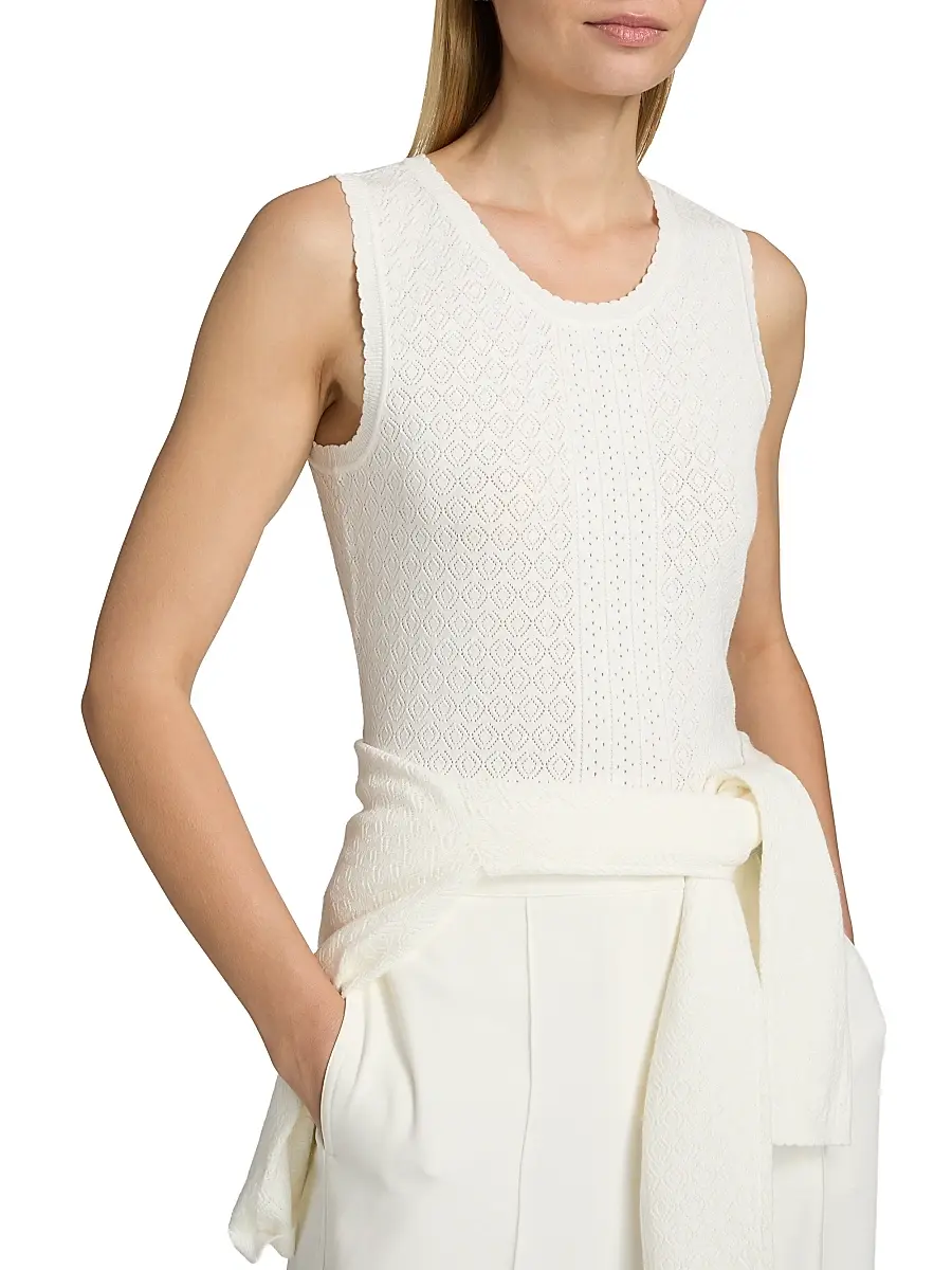 Elie Tahari Women's The Steele Pointelle Sweater Vest | Thumbnail 6 Elie Tahari Women's The Steele Pointelle Sweater Vest | Thumbnail 6