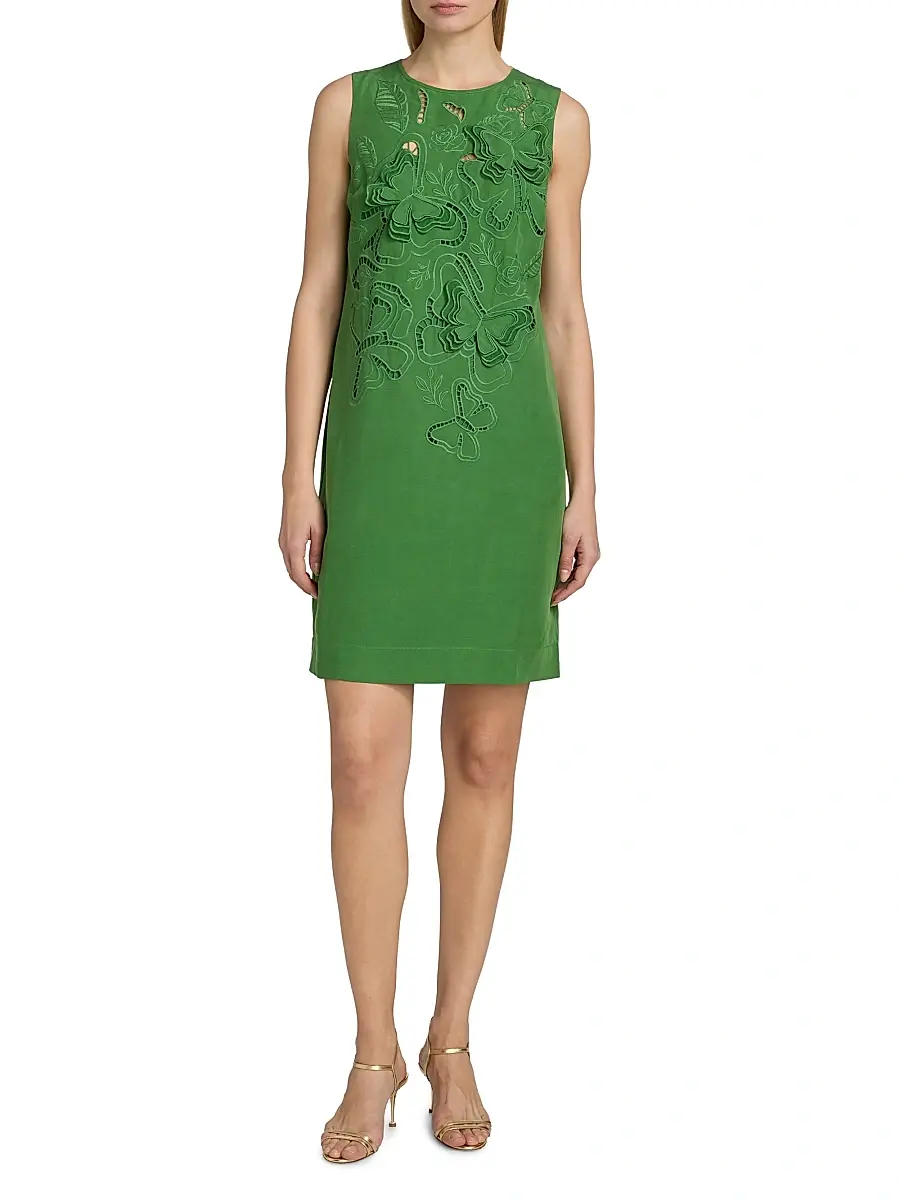 Elie Tahari Women's The Isabella Butterfly Eyelet Mini Shift Dress | Thumbnail 2 Elie Tahari Women's The Isabella Butterfly Eyelet Mini Shift Dress | Thumbnail 2