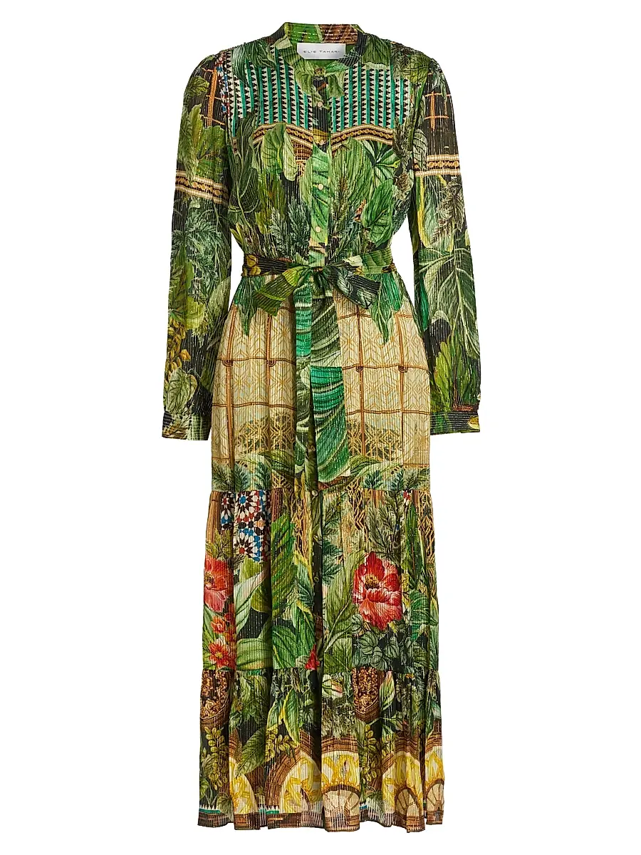 Elie Tahari Women's The Lilou Printed Midi Shirtdress - Atrium Garden Print | Image 1 Elie Tahari Women's The Lilou Printed Midi Shirtdress - Atrium Garden Print | Image 1