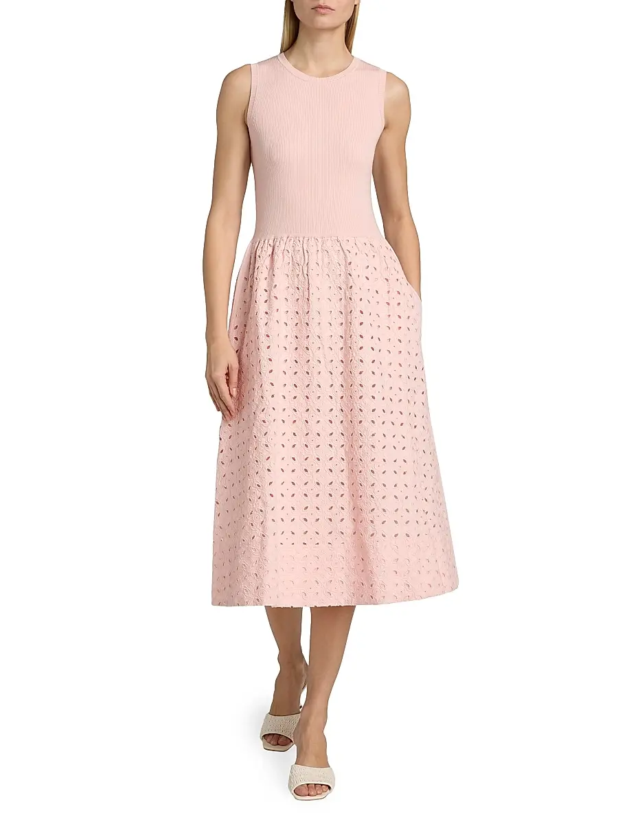 Elie Tahari Women's The Emma Eyelet Midi Dress | Thumbnail 2 Elie Tahari Women's The Emma Eyelet Midi Dress | Thumbnail 2