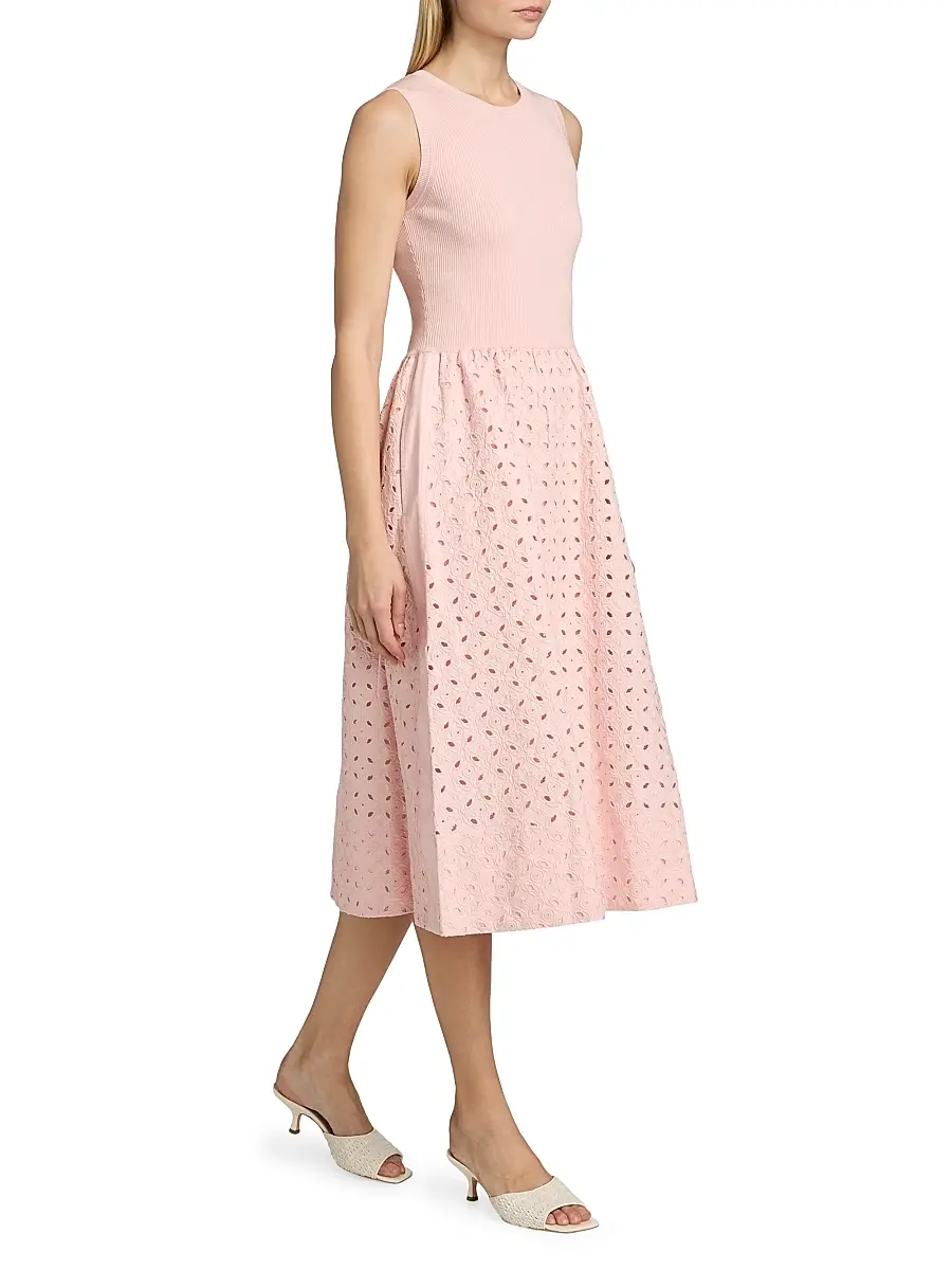 Elie Tahari Women's The Emma Eyelet Midi Dress | Thumbnail 4 Elie Tahari Women's The Emma Eyelet Midi Dress | Thumbnail 4