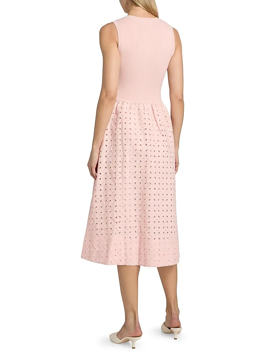 Elie Tahari Women's The Emma Eyelet Midi Dress | Thumbnail 5 Elie Tahari Women's The Emma Eyelet Midi Dress | Thumbnail 5