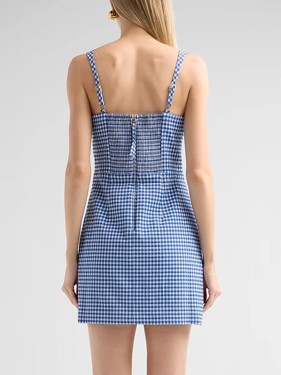 Lilly Pulitzer Women's Veda Gingham Stretch Jacquard Skirted Romper | Thumbnail 3 Lilly Pulitzer Women's Veda Gingham Stretch Jacquard Skirted Romper | Thumbnail 3