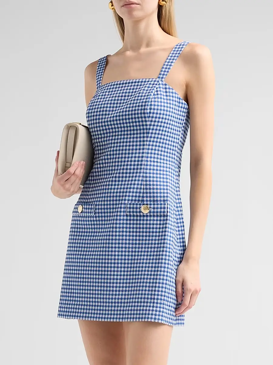 Lilly Pulitzer Women's Veda Gingham Stretch Jacquard Skirted Romper | Thumbnail 4 Lilly Pulitzer Women's Veda Gingham Stretch Jacquard Skirted Romper | Thumbnail 4