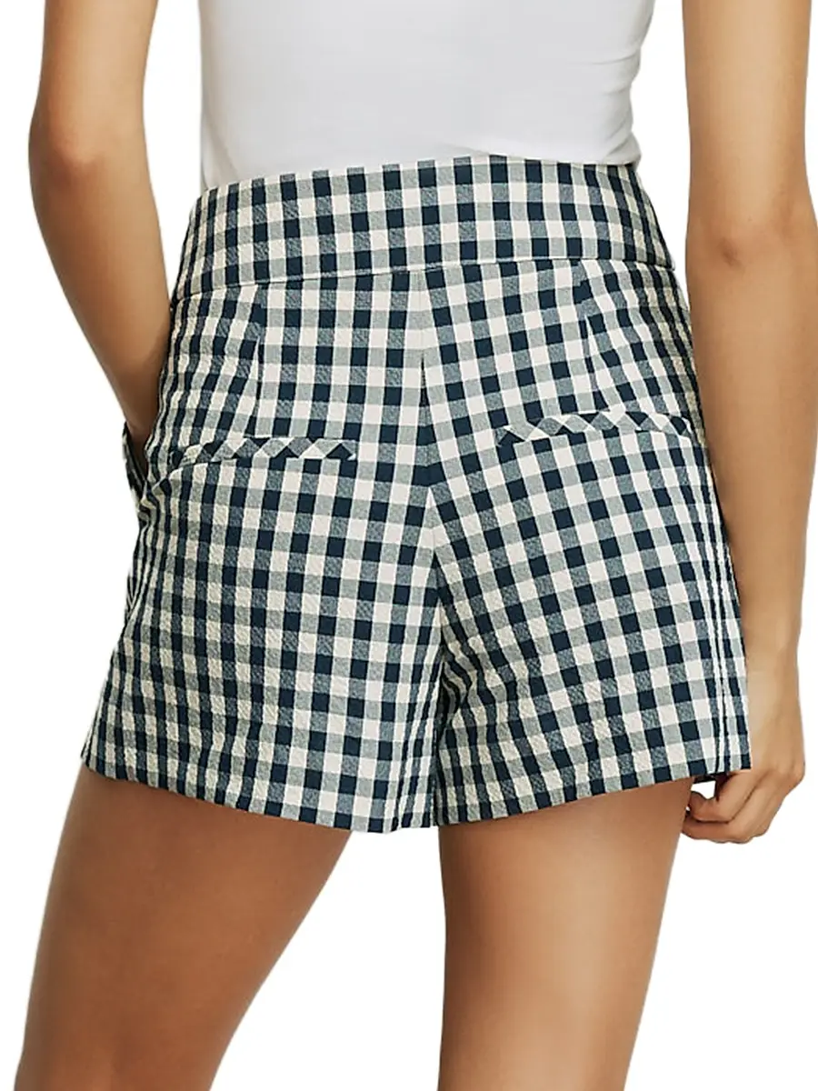 Veronica Beard Women's Haina Gingham Stretch-Cotton High-Rise Shorts | Thumbnail 5 Veronica Beard Women's Haina Gingham Stretch-Cotton High-Rise Shorts | Thumbnail 5