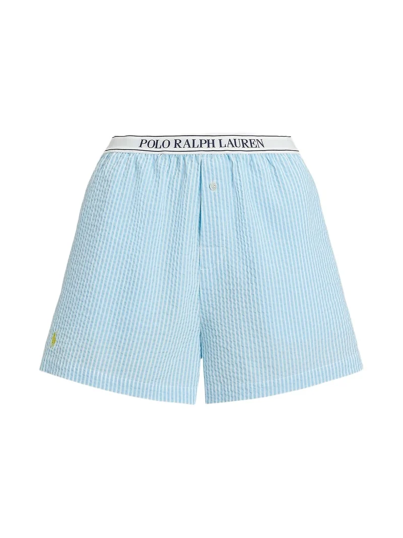 Women's Seersucker Logo Waistband Boxer Shorts