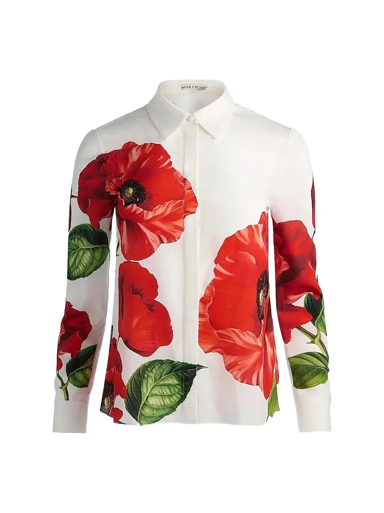 Alice + Olivia Women's Willa Floral Silk Shirt | Image 1 Alice + Olivia Women's Willa Floral Silk Shirt | Image 1