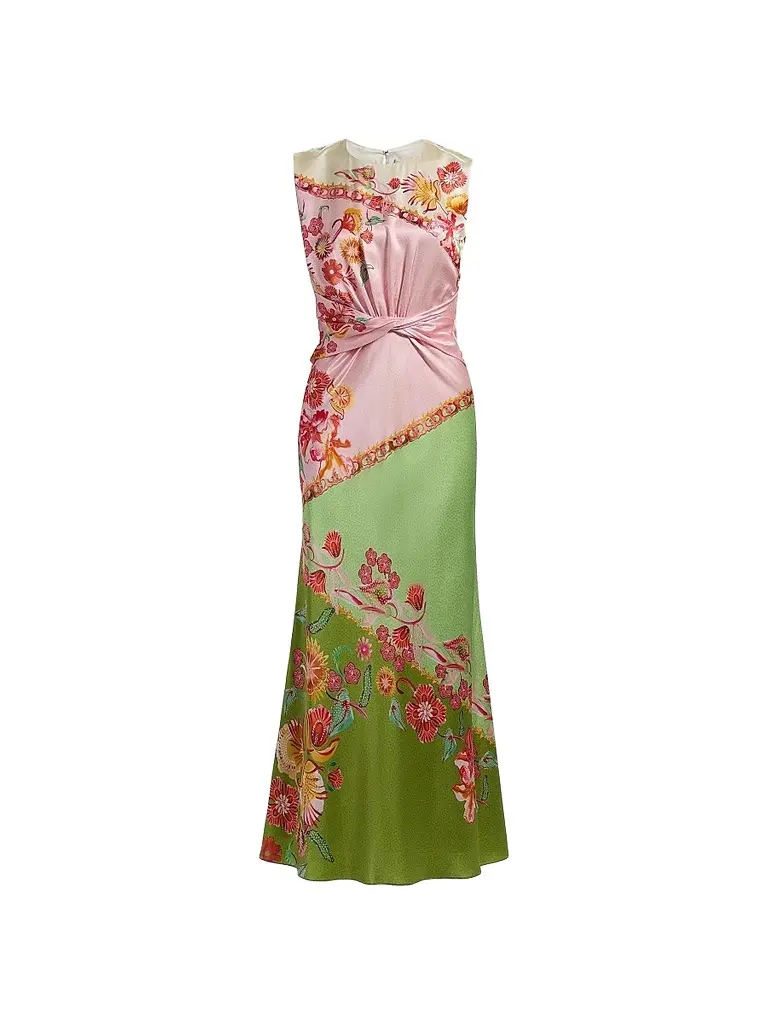 Saloni Women's Gwen Printed Satin Maxi Dress - Lilia Trellis Placement - Size 12 | Image 1 Saloni Women's Gwen Printed Satin Maxi Dress - Lilia Trellis Placement - Size 12 | Image 1