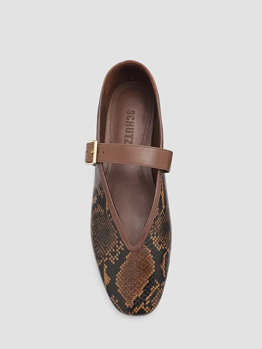 Schutz Women's Vick Buckle Embossed Snake-Print Leather Mary Janes | Thumbnail 5 Schutz Women's Vick Buckle Embossed Snake-Print Leather Mary Janes | Thumbnail 5