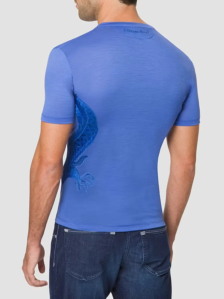 Stefano Ricci Men's Dragon Embroidered Design T-Shirt | Thumbnail 3 Stefano Ricci Men's Dragon Embroidered Design T-Shirt | Thumbnail 3
