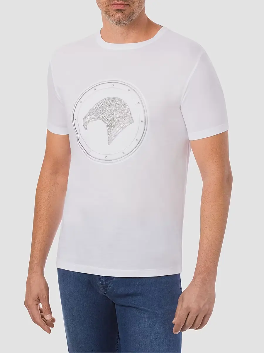 Stefano Ricci Men's Eagle Crystal Embroidered Logo T-Shirt - White - Size XXXXL | Thumbnail 2 Stefano Ricci Men's Eagle Crystal Embroidered Logo T-Shirt - White - Size XXXXL | Thumbnail 2