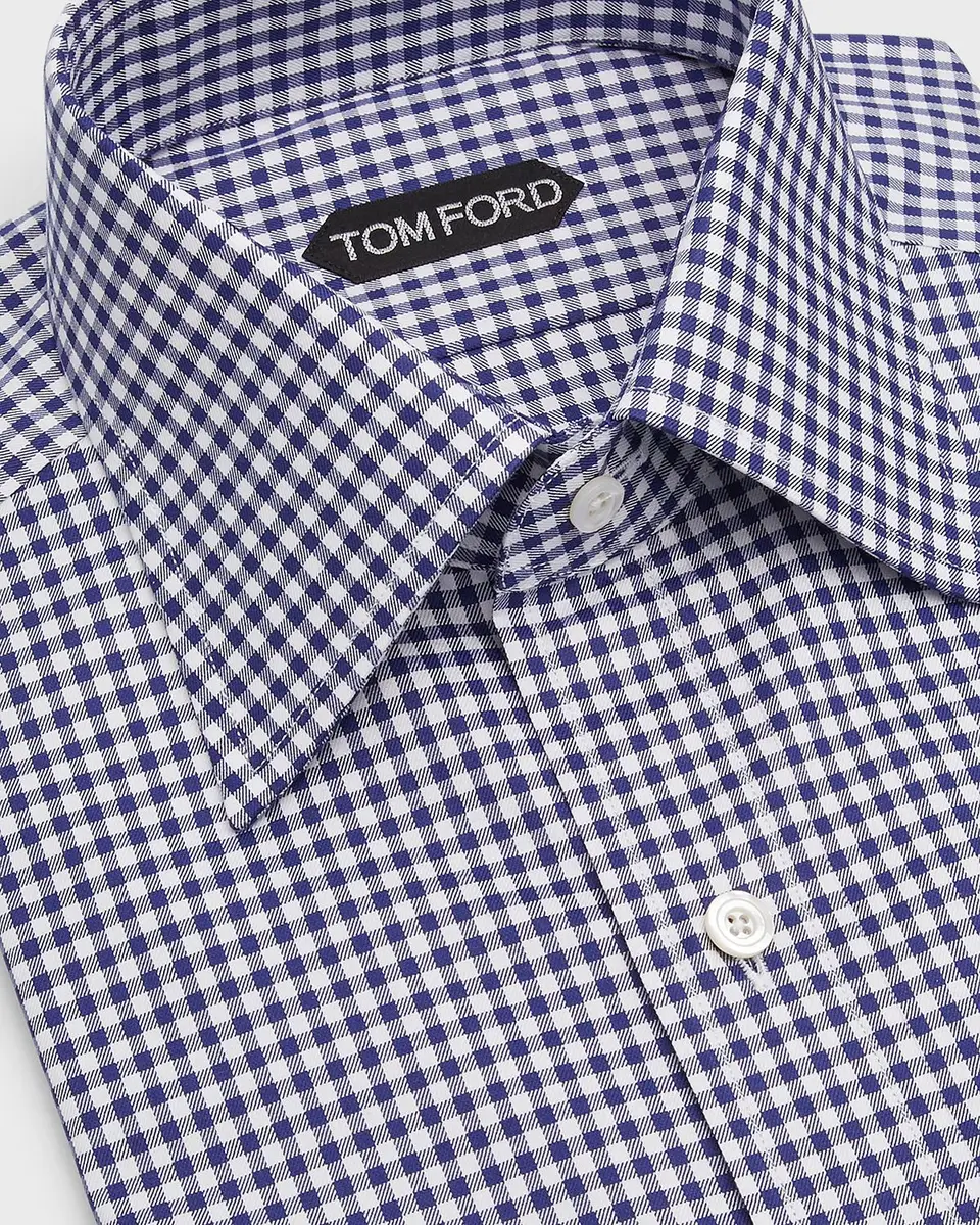 Tom Ford Men's Gingham Check Slim Fit Dress Shirt | Thumbnail 2 Tom Ford Men's Gingham Check Slim Fit Dress Shirt | Thumbnail 2