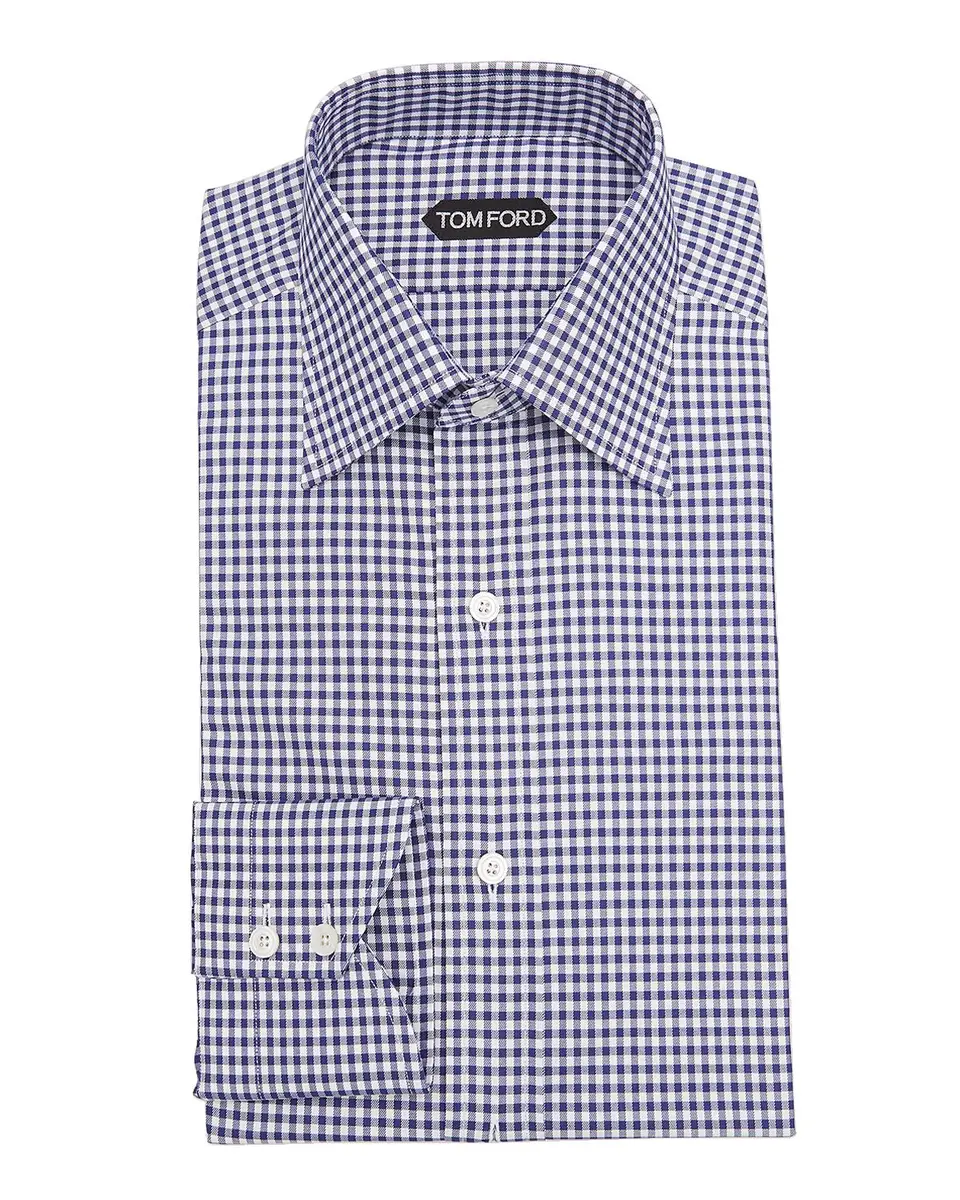 Tom Ford Men's Gingham Check Slim Fit Dress Shirt | Thumbnail 3 Tom Ford Men's Gingham Check Slim Fit Dress Shirt | Thumbnail 3