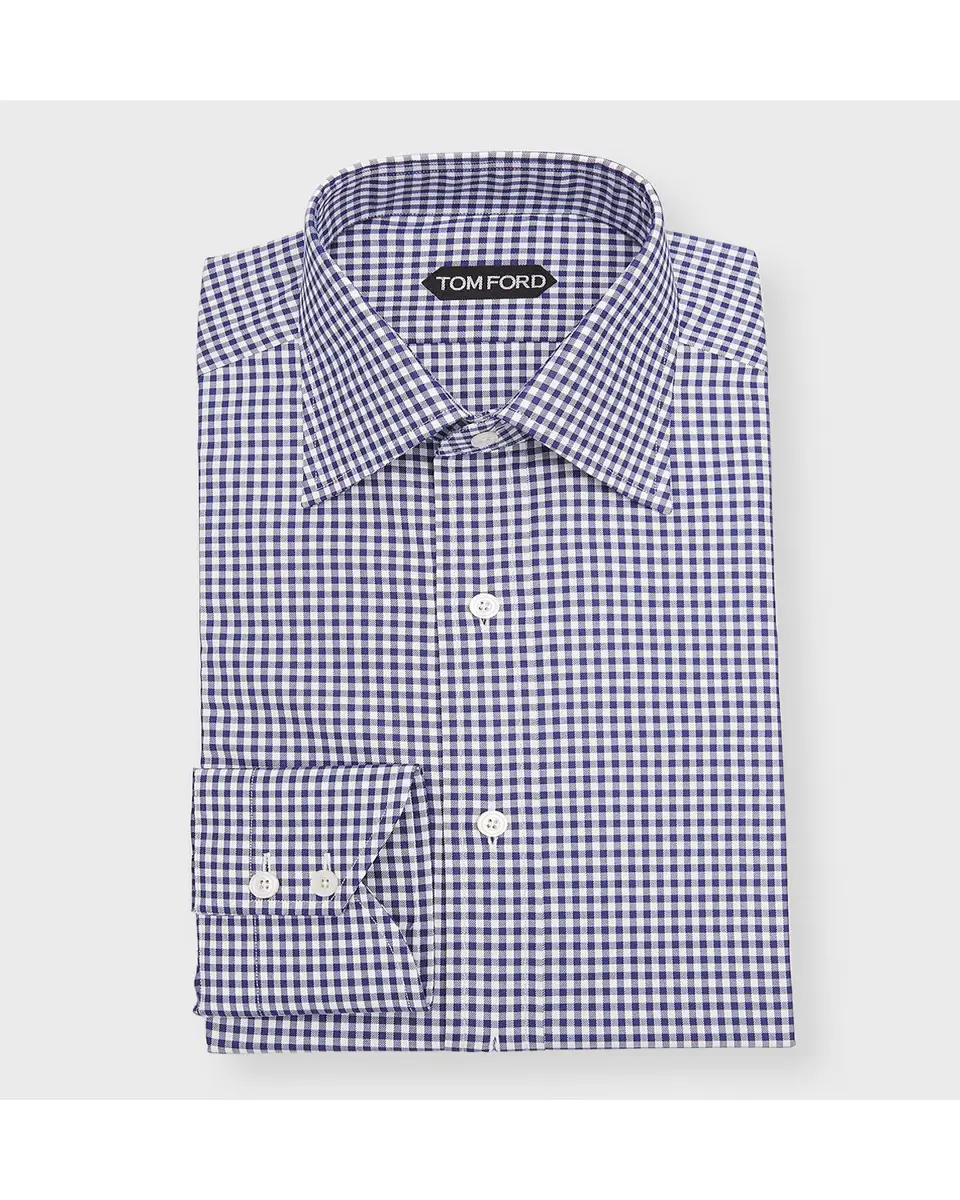 Tom Ford Men's Gingham Check Slim Fit Dress Shirt | Thumbnail 4 Tom Ford Men's Gingham Check Slim Fit Dress Shirt | Thumbnail 4