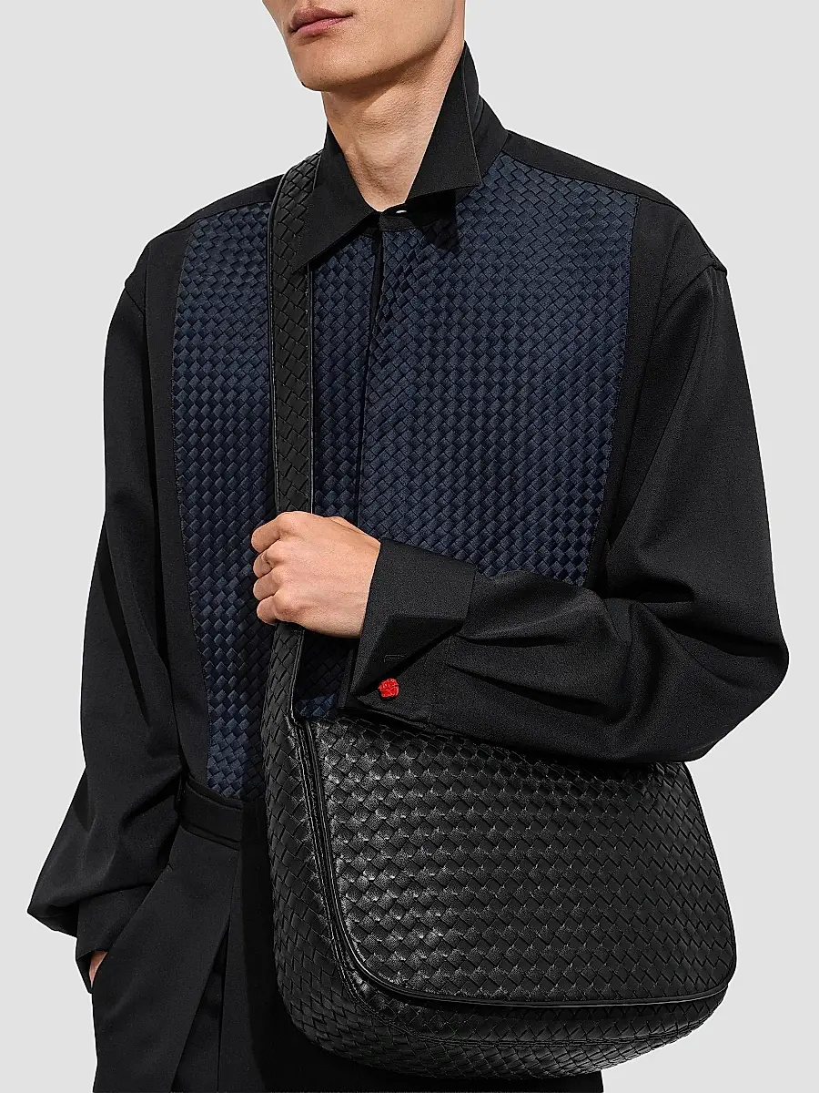 Bottega Veneta Men's Intrecciato Fluffy Leather Messenger Bag | Thumbnail 2
