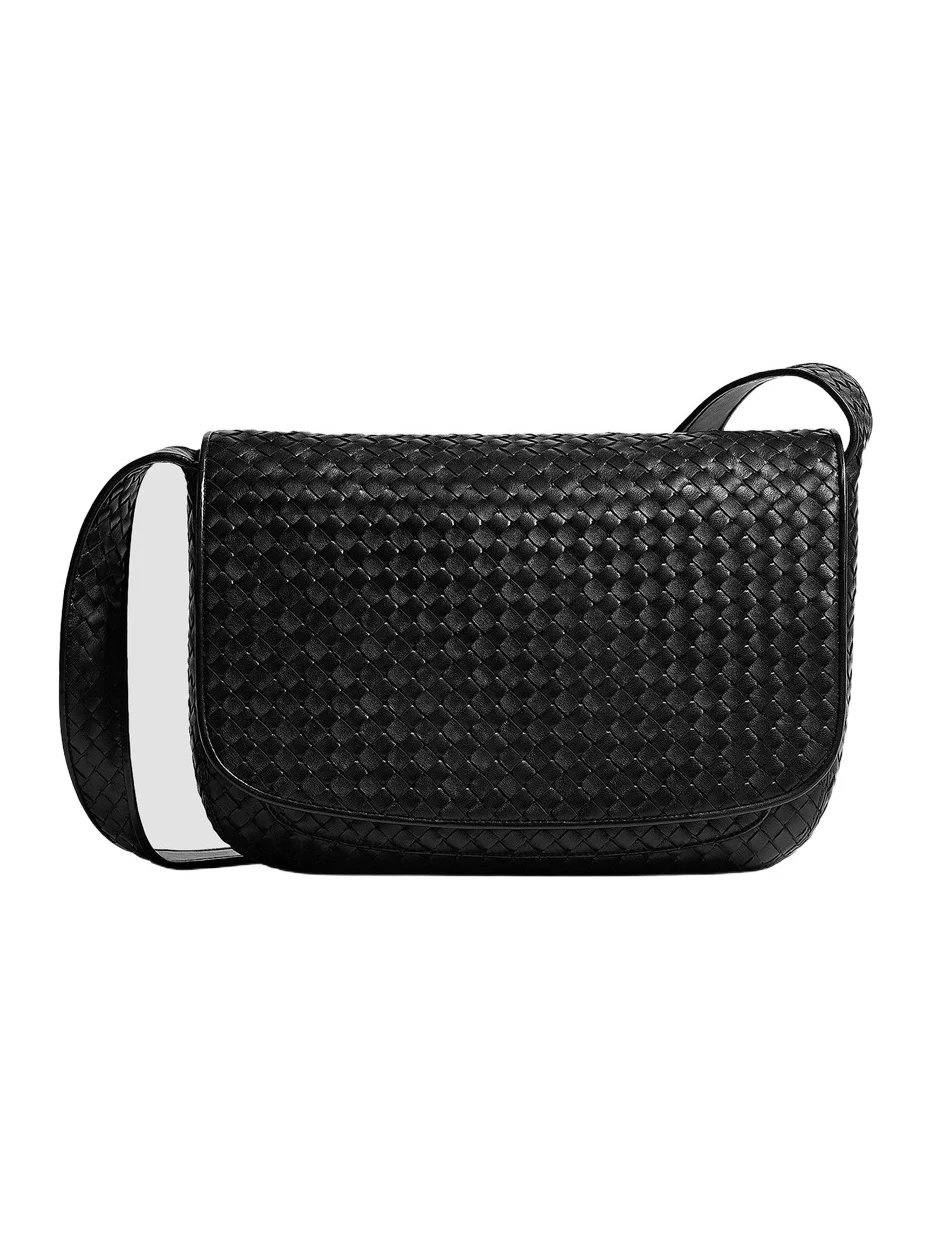 Bottega Veneta Men's Intrecciato Fluffy Leather Messenger Bag