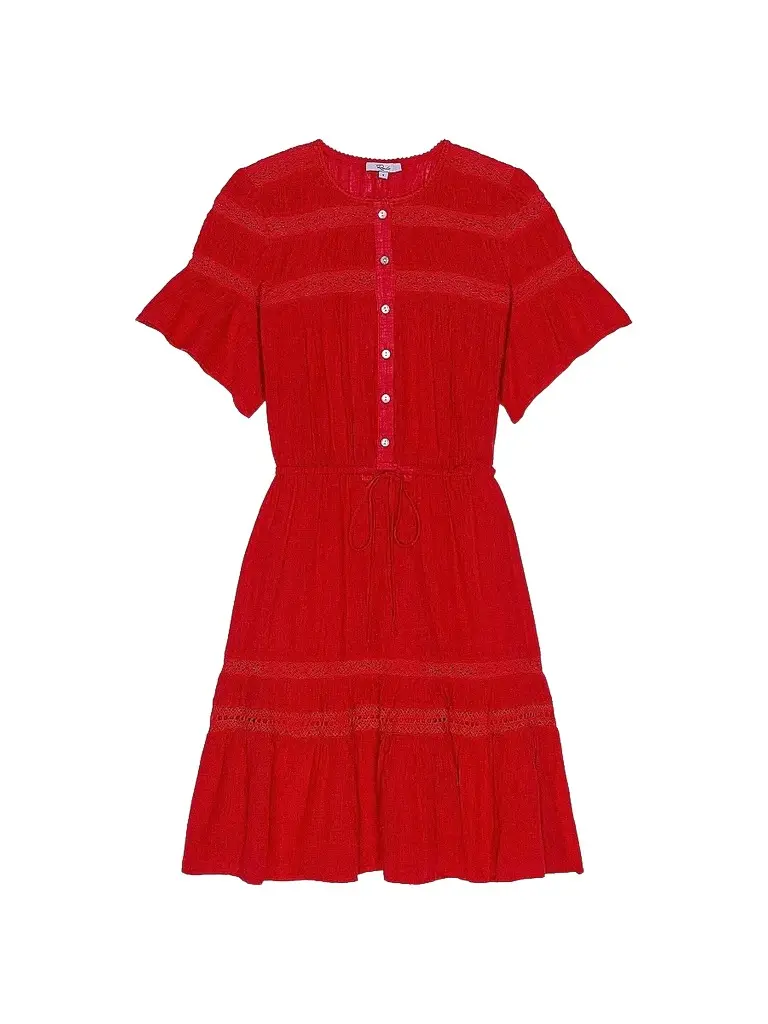 Rails Women's Winslow Linen-Blend A-Line Minidress - Tomato | Image 1 Rails Women's Winslow Linen-Blend A-Line Minidress - Tomato | Image 1