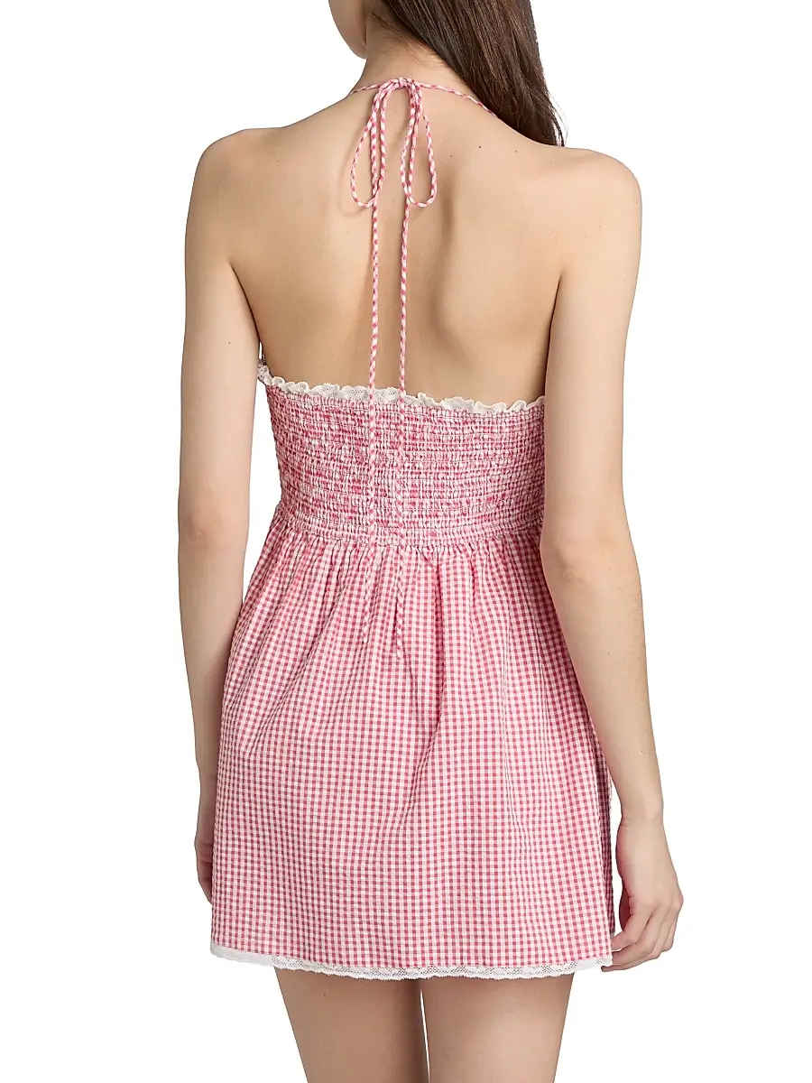 LoveShackFancy Women's Khloe Gingham Cotton Minidress | Thumbnail 5