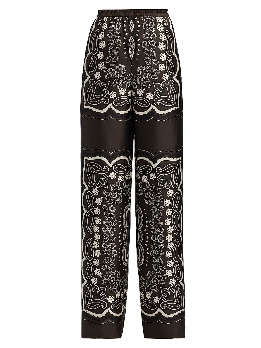 Nili Lotan Women's Morgan Silk Bandana Pants | Image 1 Nili Lotan Women's Morgan Silk Bandana Pants | Image 1