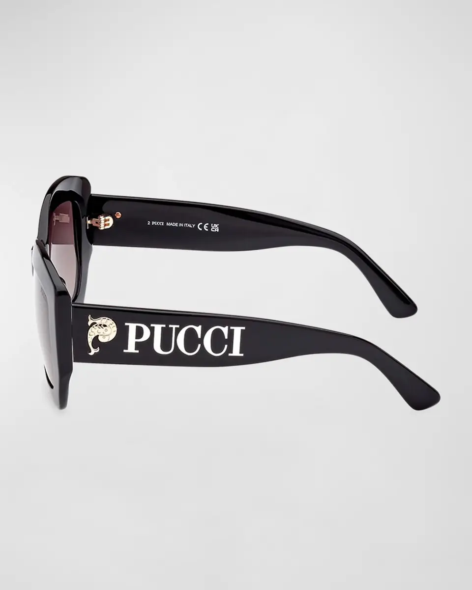PUCCI Oversized Logo Acetate & Metal Sunglasses | Thumbnail 2 PUCCI Oversized Logo Acetate & Metal Sunglasses | Thumbnail 2