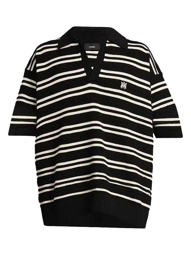 Men's Striped Cotton-Blend Polo Shirt Men's Striped Cotton-Blend Polo Shirt