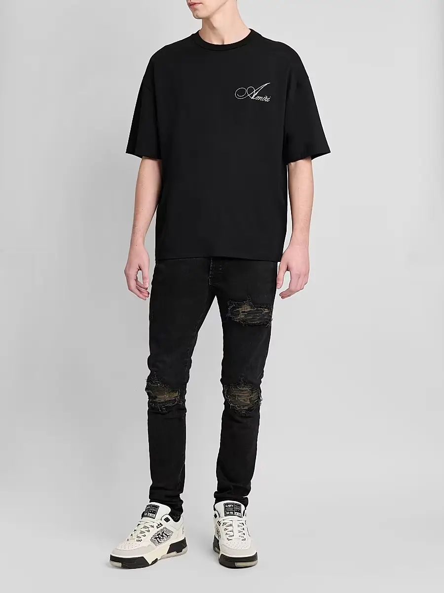 AMIRI Men's Crystal-Embellished Logo Cotton T-Shirt | Thumbnail 2 AMIRI Men's Crystal-Embellished Logo Cotton T-Shirt | Thumbnail 2