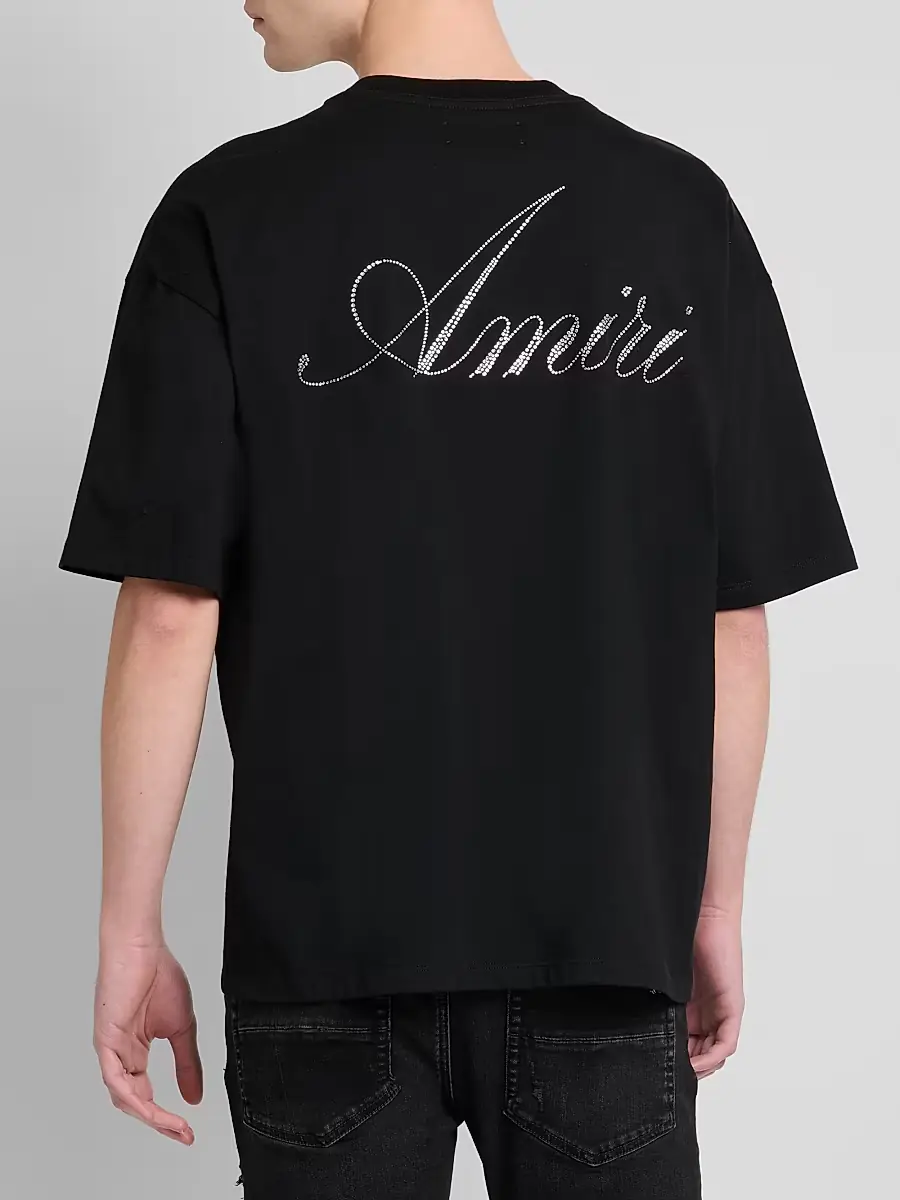 AMIRI Men's Crystal-Embellished Logo Cotton T-Shirt | Thumbnail 3 AMIRI Men's Crystal-Embellished Logo Cotton T-Shirt | Thumbnail 3