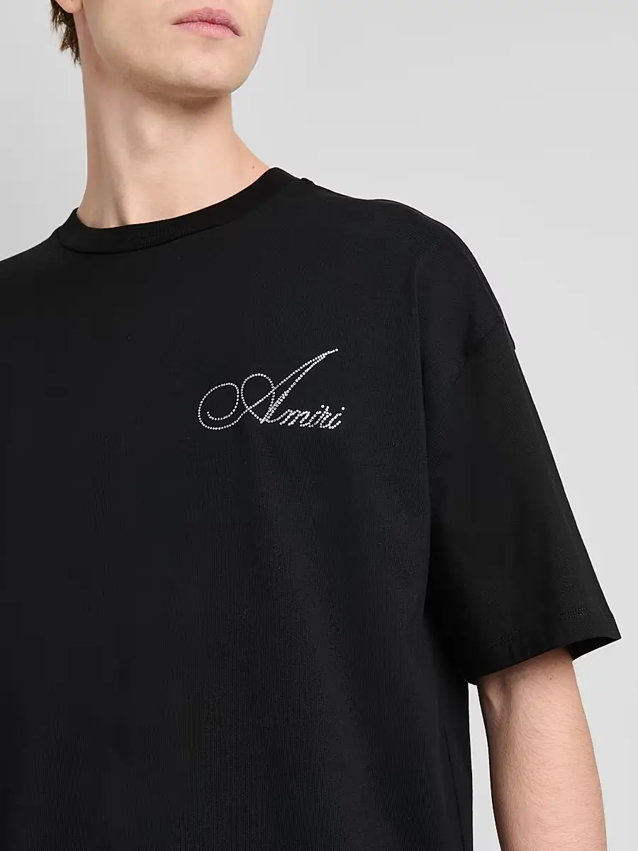 AMIRI Men's Crystal-Embellished Logo Cotton T-Shirt | Thumbnail 5 AMIRI Men's Crystal-Embellished Logo Cotton T-Shirt | Thumbnail 5
