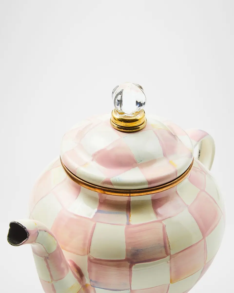 MacKenzie-Childs Rosy Check Enamel Teapot, 4 Cup | Thumbnail 2