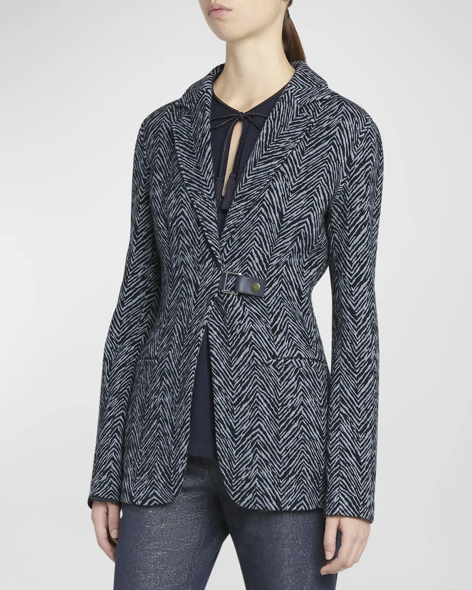 Giorgio Armani Zebra Cashmere-Viscose Buckle-Front Jacket | Thumbnail 3 Giorgio Armani Zebra Cashmere-Viscose Buckle-Front Jacket | Thumbnail 3