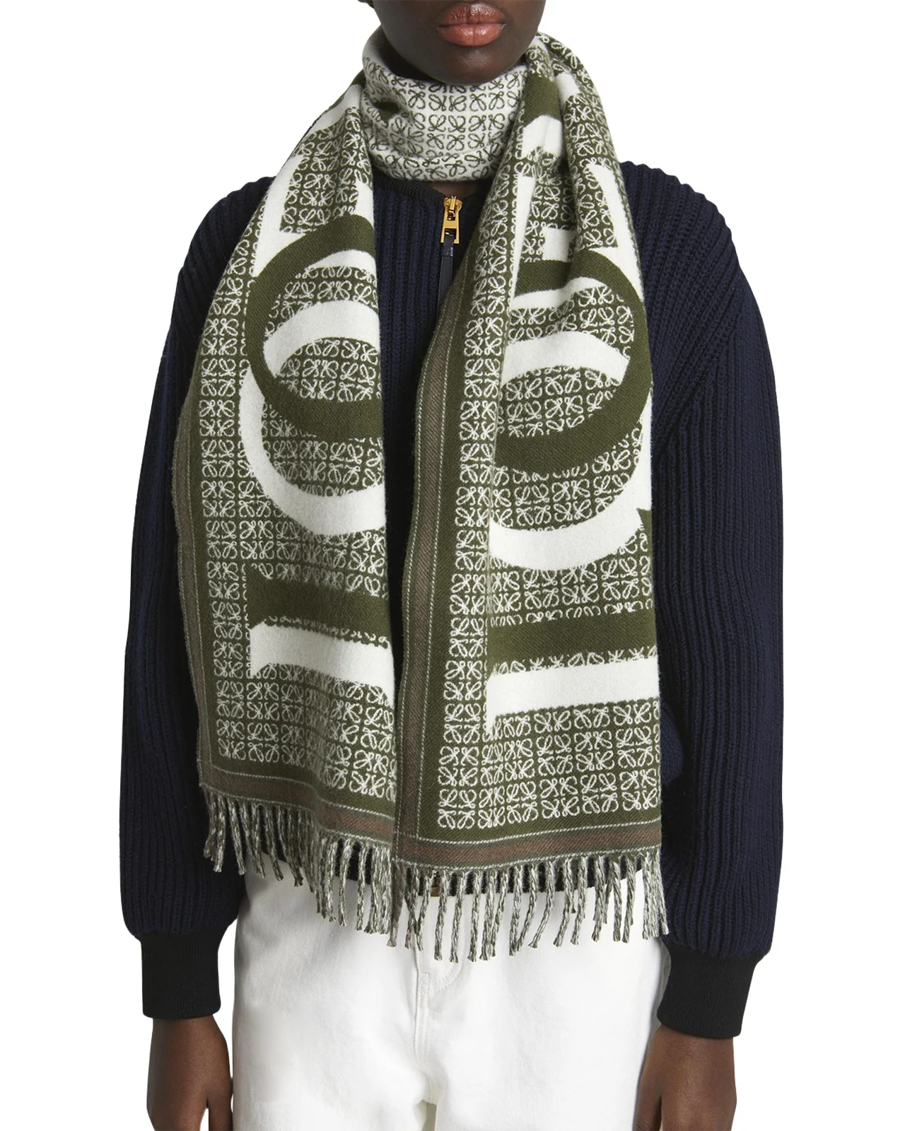 Loewe Love Anagram Wool & Cashmere Scarf