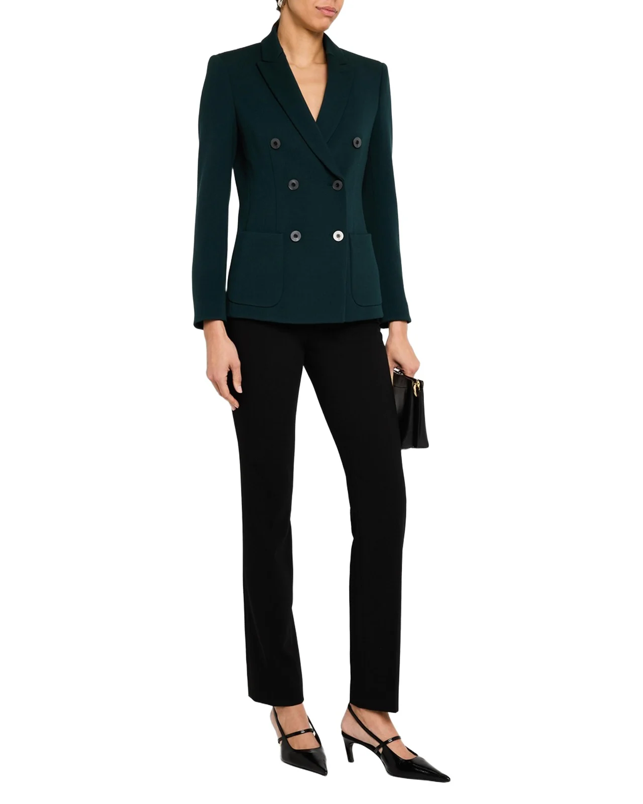 Double-Breasted Stretch Wool Blazer Jacket