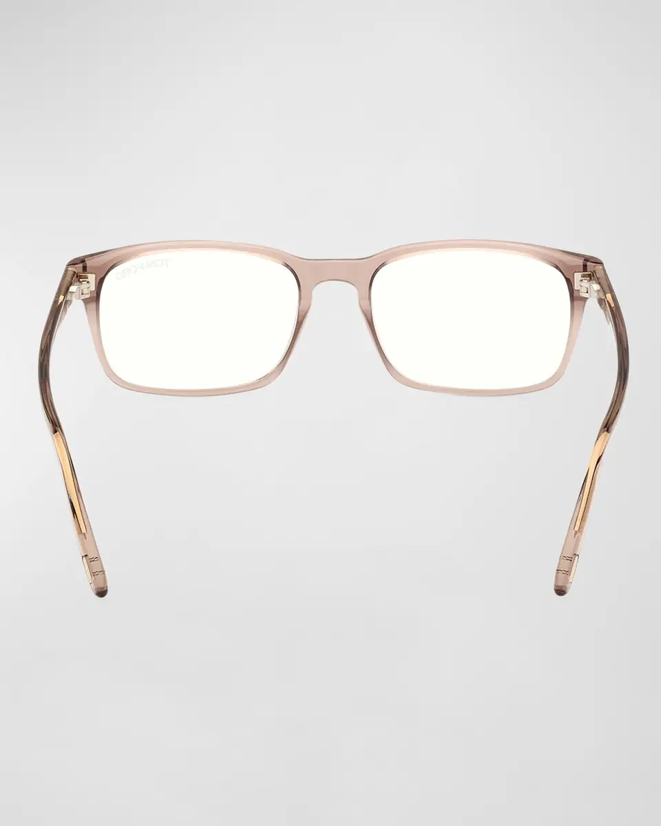 TOM FORD Blue Blocking Keyhole Acetate Rectangle Glasses | Thumbnail 4
