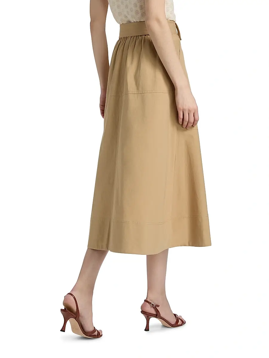 TANYA TAYLOR Women's Brinson Tie-Waist Cotton Twill A-Line Midi-Skirt | Thumbnail 5 TANYA TAYLOR Women's Brinson Tie-Waist Cotton Twill A-Line Midi-Skirt | Thumbnail 5