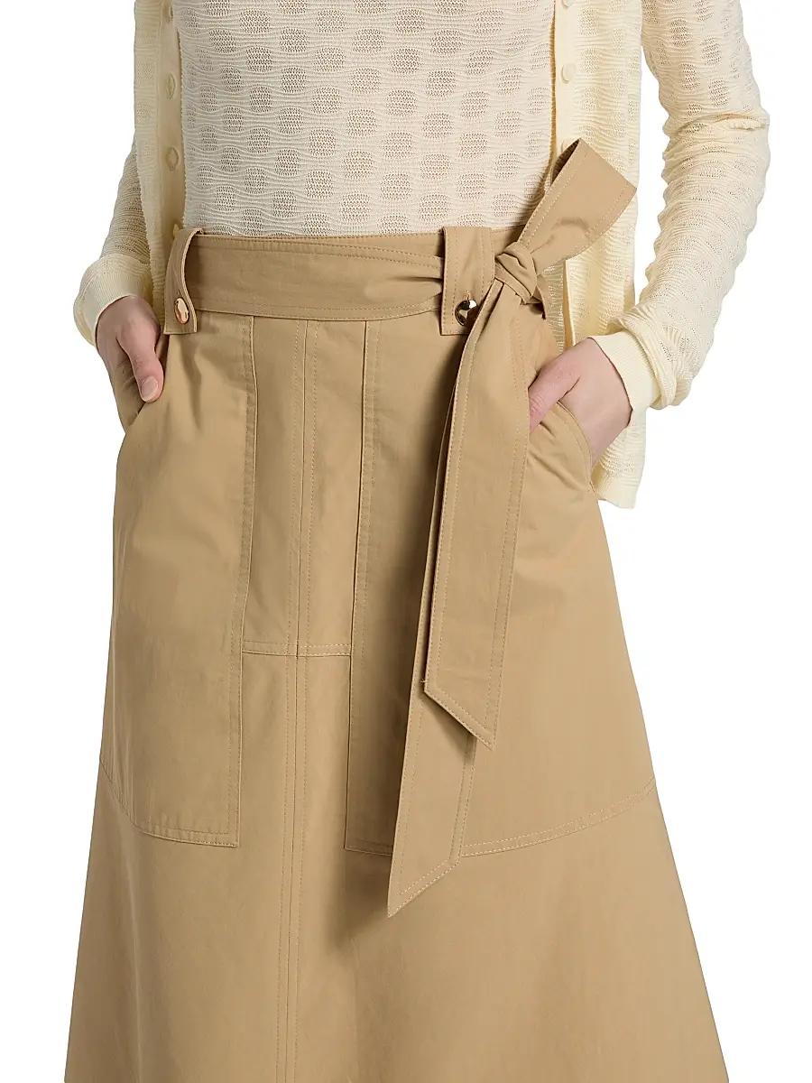 TANYA TAYLOR Women's Brinson Tie-Waist Cotton Twill A-Line Midi-Skirt | Thumbnail 6 TANYA TAYLOR Women's Brinson Tie-Waist Cotton Twill A-Line Midi-Skirt | Thumbnail 6