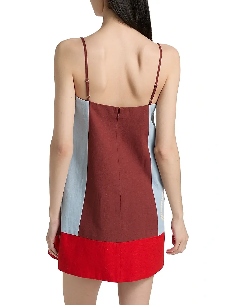 TANYA TAYLOR Women's Bianca Floral Colorblocked Cotton-Linen Minidress | Thumbnail 5 TANYA TAYLOR Women's Bianca Floral Colorblocked Cotton-Linen Minidress | Thumbnail 5