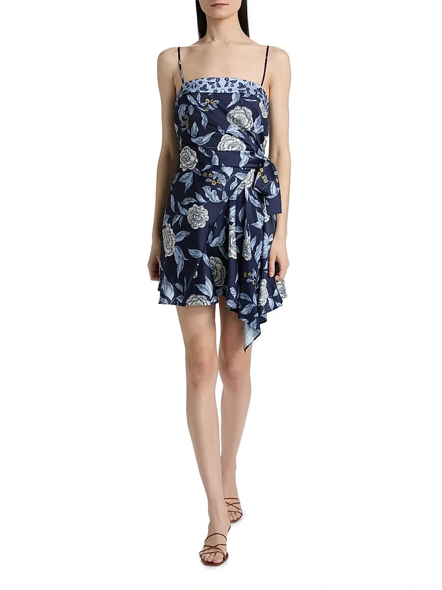 TANYA TAYLOR Women's Antona Floral Crepe Wrap-Waist Minidress | Thumbnail 2 TANYA TAYLOR Women's Antona Floral Crepe Wrap-Waist Minidress | Thumbnail 2