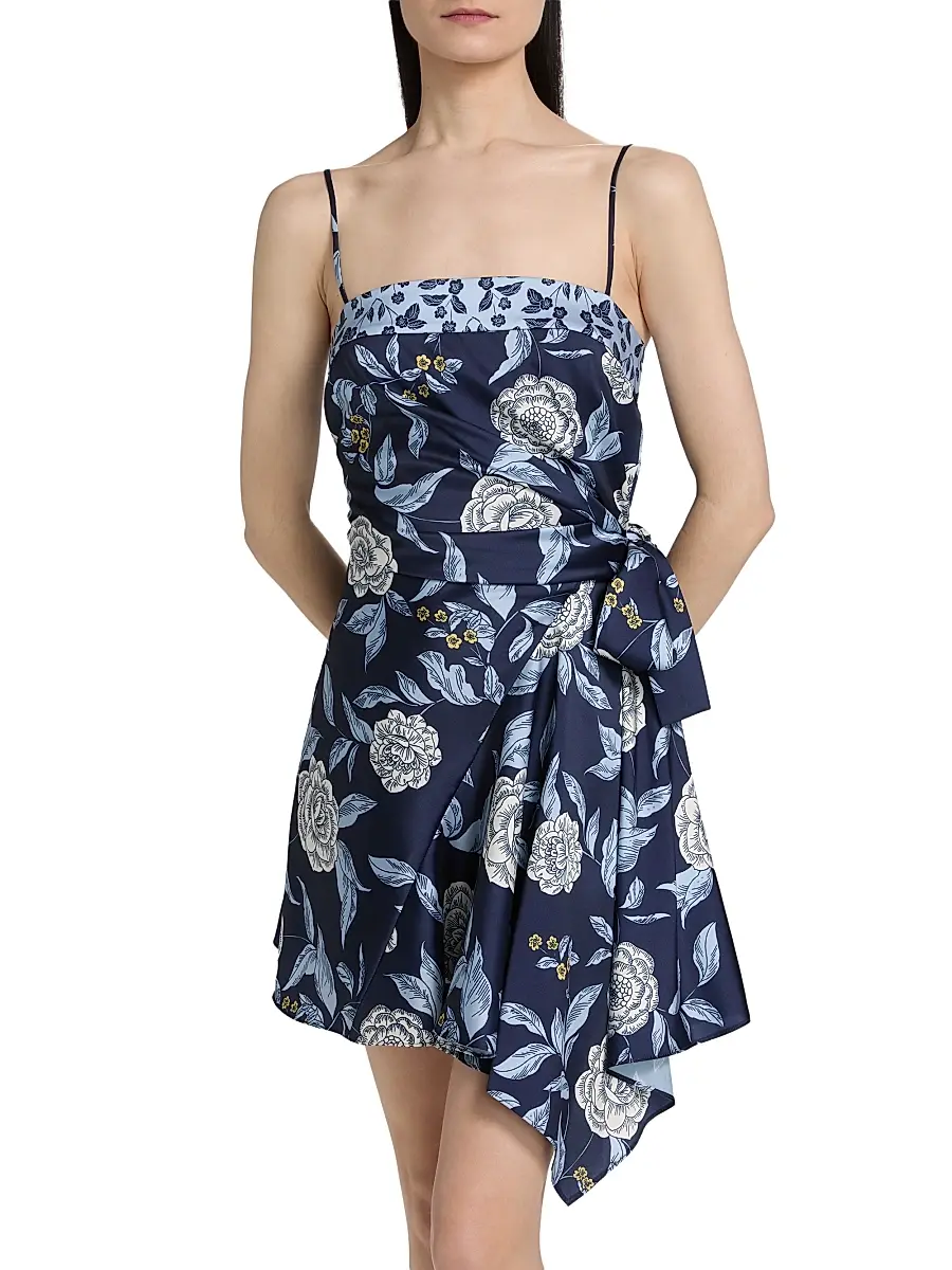 TANYA TAYLOR Women's Antona Floral Crepe Wrap-Waist Minidress | Thumbnail 3 TANYA TAYLOR Women's Antona Floral Crepe Wrap-Waist Minidress | Thumbnail 3