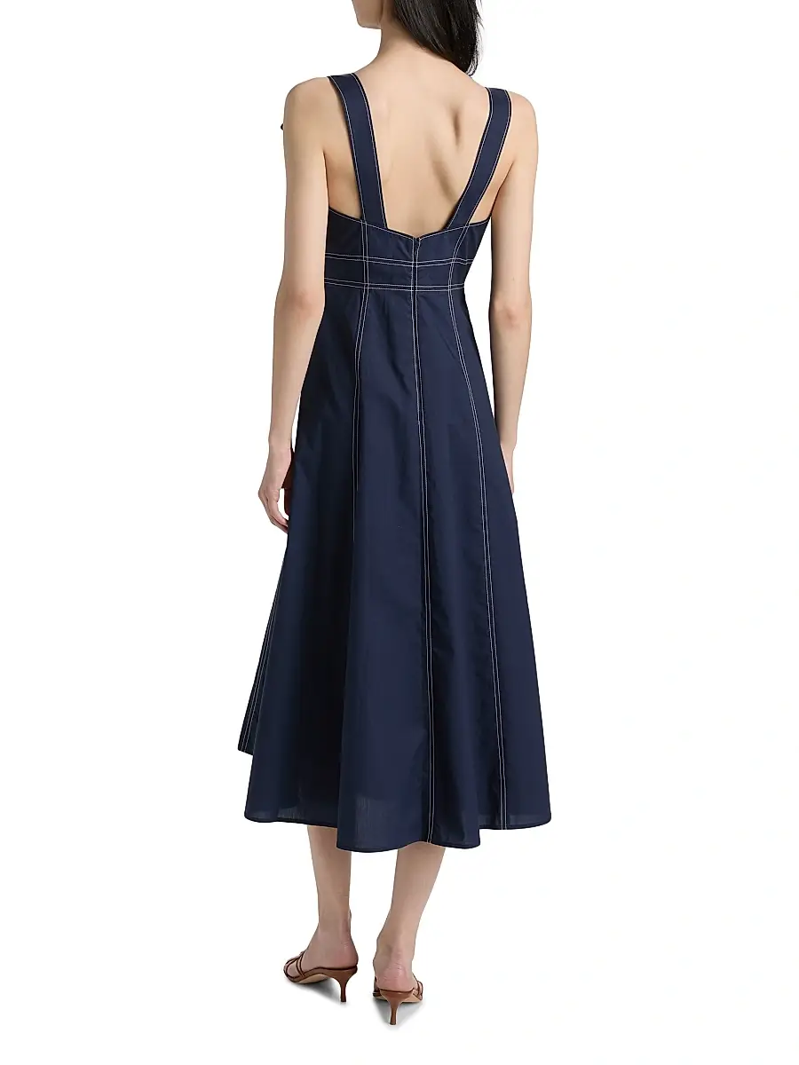 TANYA TAYLOR Women's Caprice Cotton Denim A-Line Midi-Dress | Thumbnail 5 TANYA TAYLOR Women's Caprice Cotton Denim A-Line Midi-Dress | Thumbnail 5