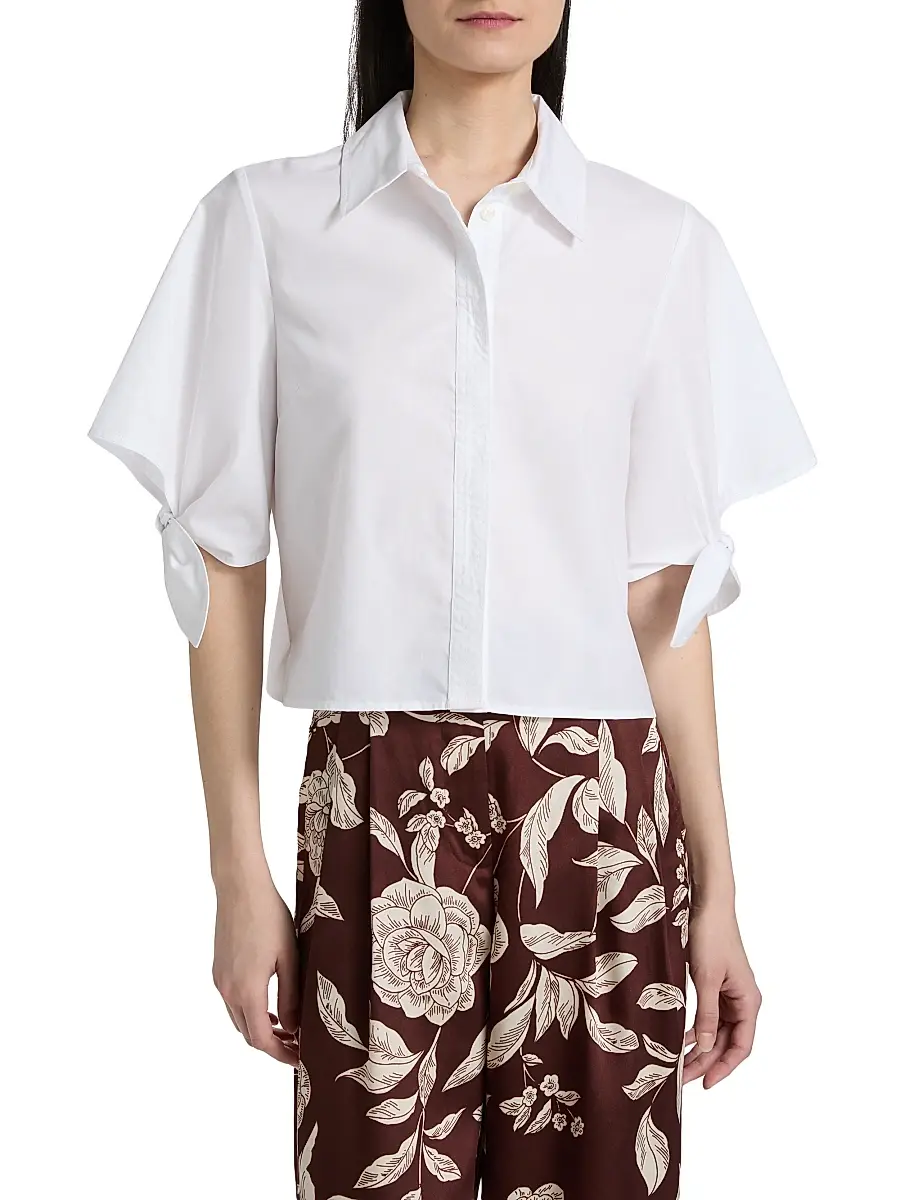 TANYA TAYLOR Women's Corinna Point Collar Cotton Top | Thumbnail 3 TANYA TAYLOR Women's Corinna Point Collar Cotton Top | Thumbnail 3