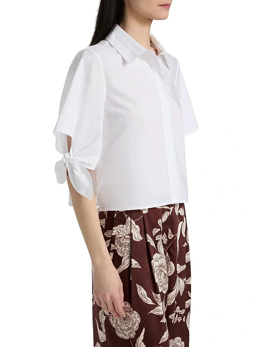 TANYA TAYLOR Women's Corinna Point Collar Cotton Top | Thumbnail 4 TANYA TAYLOR Women's Corinna Point Collar Cotton Top | Thumbnail 4