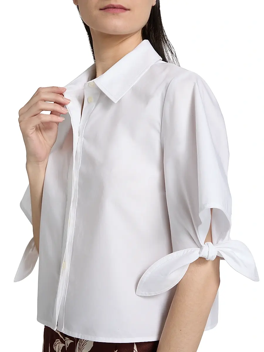 TANYA TAYLOR Women's Corinna Point Collar Cotton Top | Thumbnail 6 TANYA TAYLOR Women's Corinna Point Collar Cotton Top | Thumbnail 6