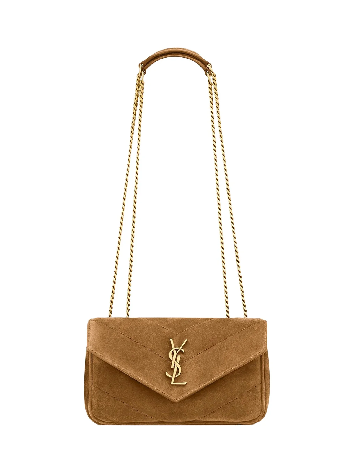 Saint Laurent Women's Loulou Mini Crossbody Bag in Suede - Caramel Cognac