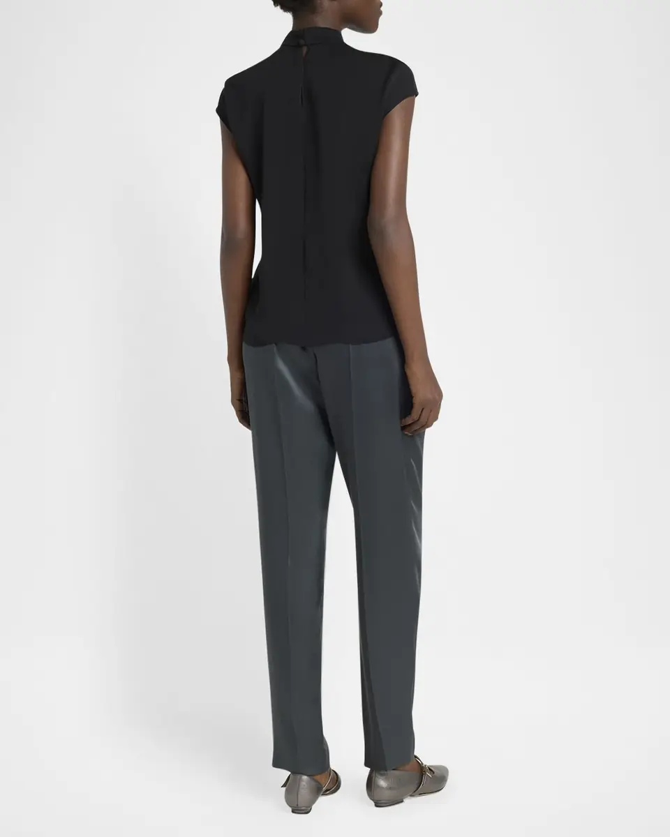 Giorgio Armani Twisted Cap-Sleeve Georgette Silk Blouse | Thumbnail 2