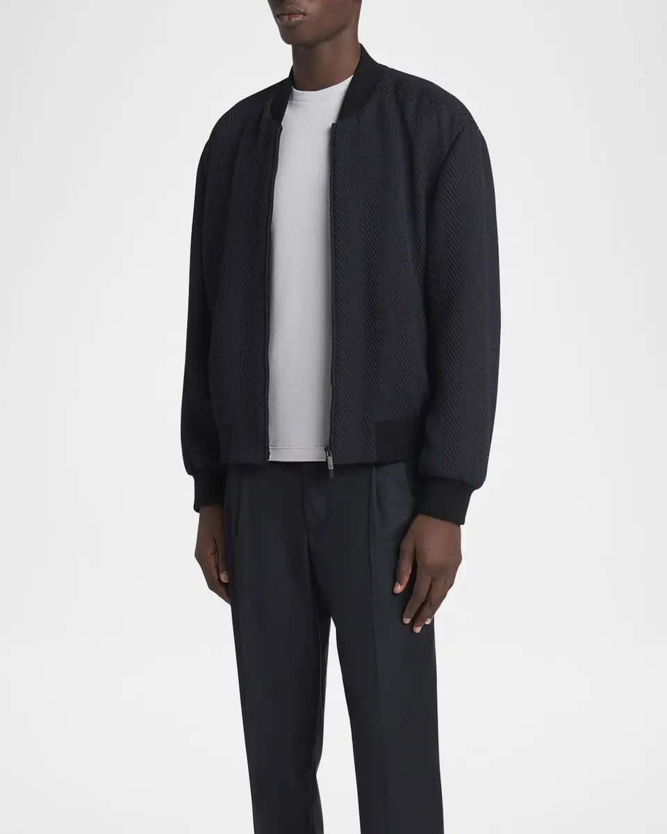 Giorgio Armani Men's Raised Chevron Bomber Jacket | Thumbnail 3 Giorgio Armani Men's Raised Chevron Bomber Jacket | Thumbnail 3