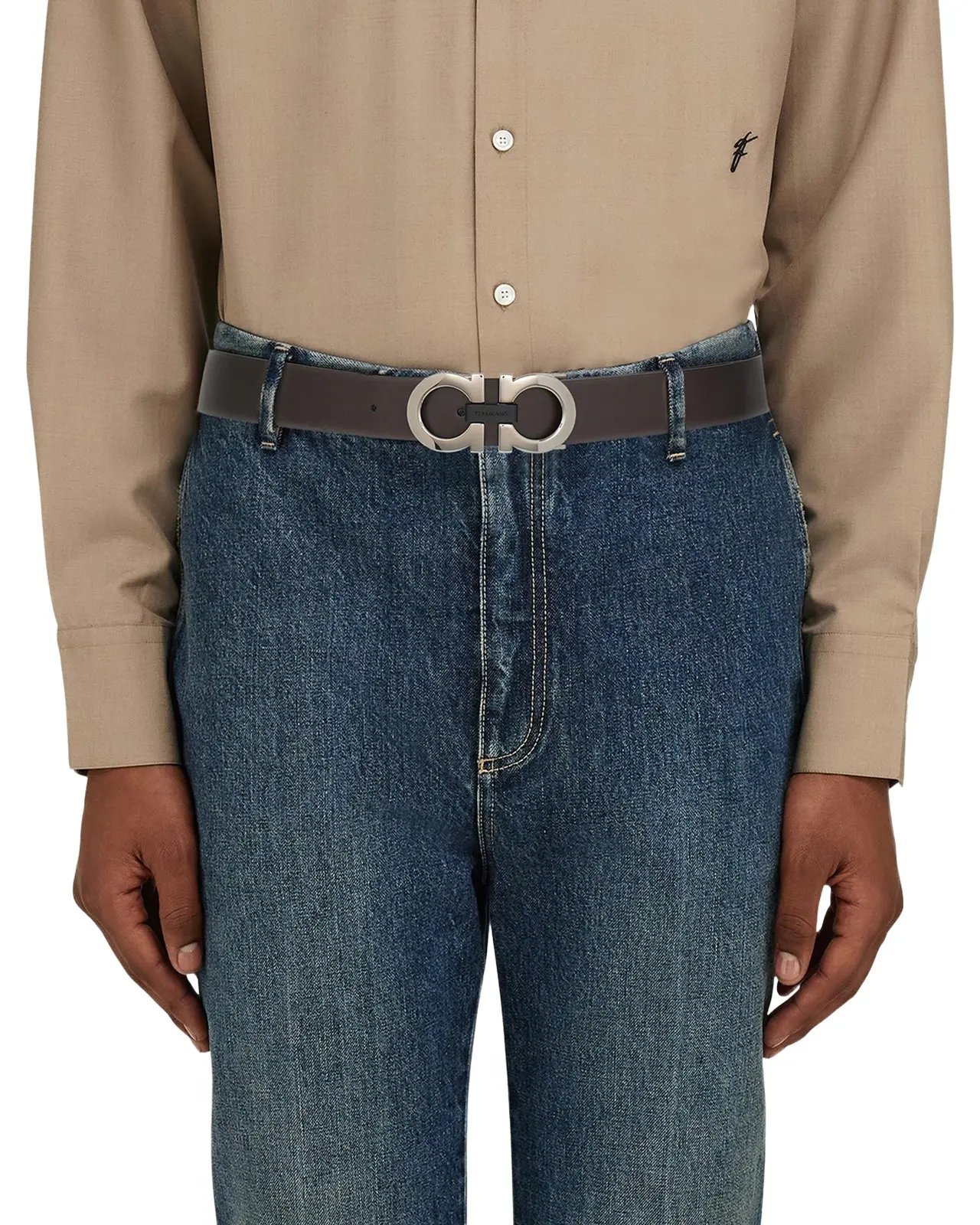 Ferragamo Men's Gancini Reversible Leather Belt