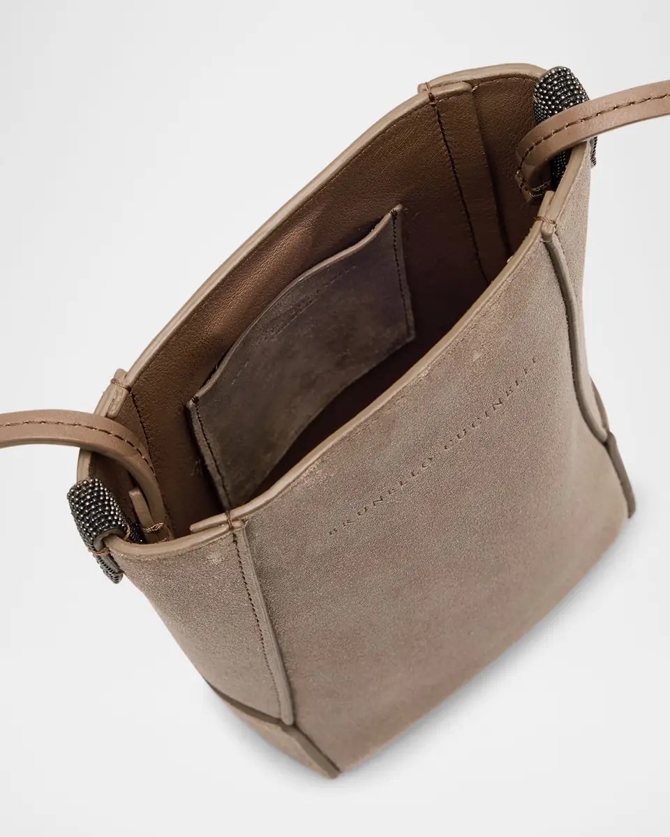 Brunello Cucinelli Duo Suede Phone Crossbody Bag | Thumbnail 3